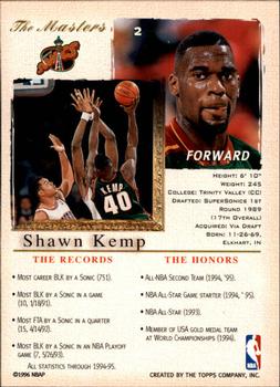 1995-96 Topps Gallery #2 Shawn Kemp Back