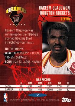 1995-96 Topps - Power Boosters #7 Hakeem Olajuwon Back