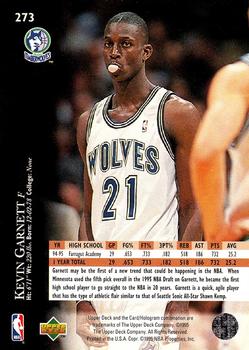 1995-96 Upper Deck #273 Kevin Garnett Back