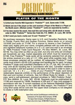 1995-96 Upper Deck - Predictors: Player of the Month #R6 Jamal Mashburn Back