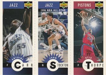 1996-97 Collector's Choice - Mini-Cards Panels #M172/M174/M115 Antoine Carr / John Stockton / Otis Thorpe Front