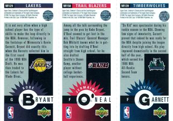 1996-97 Collector's Choice - Mini-Cards Panels #M139/M158/M129 Kevin Garnett / Jermaine O'Neal / Kobe Bryant Back