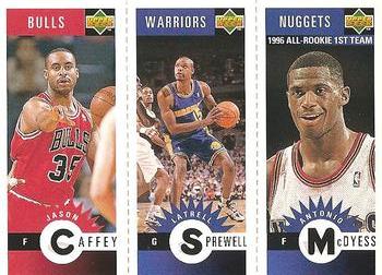 1996-97 Collector's Choice - Mini-Cards Panels #M100/M118/M111 Jason Caffey / Latrell Sprewell / Antonio McDyess Front