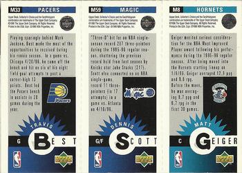 1996-97 Collector's Choice - Mini-Cards Panels #M8 / M59 / M33 Matt Geiger / Dennis Scott / Travis Best Back