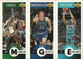1996-97 Collector's Choice - Mini-Cards Panels #M77 / M48 / M86 Nate McMillan / Tom Gugliotta / Blue Edwards Front