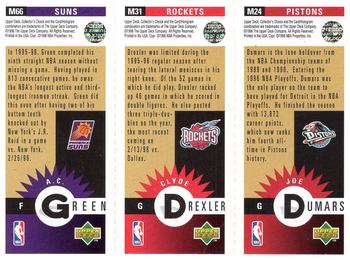 1996-97 Collector's Choice - Mini-Cards Panels Gold #M24 / M31 / M66 Joe Dumars / Clyde Drexler / A.C. Green Back