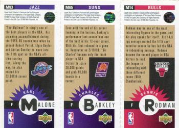 1996-97 Collector's Choice - Mini-Cards Panels Gold #M14 / M65 / M83 Dennis Rodman / Charles Barkley / Karl Malone Back