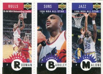 1996-97 Collector's Choice - Mini-Cards Panels Gold #M14 / M65 / M83 Dennis Rodman / Charles Barkley / Karl Malone Front