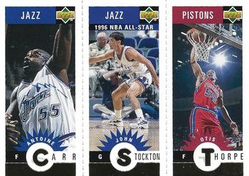 1996-97 Collector's Choice - Mini-Cards Panels Gold #M172/M174/M115 Antoine Carr / John Stockton / Otis Thorpe Front