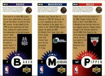 1996-97 Collector's Choice - Mini-Cards Panels Gold #M103/M108/M137 Scottie Pippen / Jamal Mashburn / Vin Baker Back