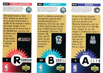 1996-97 Collector's Choice - Mini-Cards Panels Gold #M136/M97/M159 Ray Allen / Scott Burrell / Clifford Robinson Back