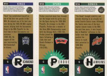 1996-97 Collector's Choice - Mini-Cards Panels Gold #M166/M165/M161 Hersey Hawkins / Sam Perkins / Mitch Richmond Back