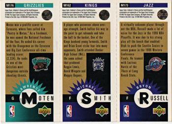 1996-97 Collector's Choice - Mini-Cards Panels Gold #M173/M162/M176 Bryon Russell / Michael Smith / Lawrence Moten Back