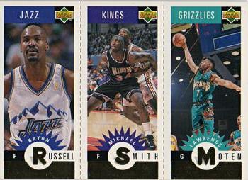 1996-97 Collector's Choice - Mini-Cards Panels Gold #M173/M162/M176 Bryon Russell / Michael Smith / Lawrence Moten Front