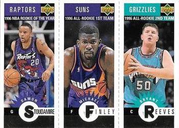 1996-97 Collector's Choice - Mini-Cards Panels Gold #M171/M154/M177 Damon Stoudamire / Michael Finley / Bryant Reeves Front