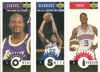 1996-97 Collector's Choice - Mini-Cards Panels Gold #M132/M117/M152 Shaquille O'Neal / Joe Smith / Allen Iverson Front