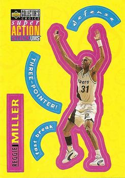 1996-97 Collector's Choice - Super Action Stick 'Ums (Series Two Stickers) #S11 Reggie Miller Front