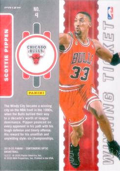 2019-20 Panini Contenders Optic - Winning Tickets Blue Cracked Ice #4 Scottie Pippen Back