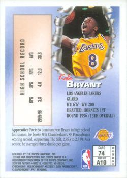 1996-97 Finest #74 Kobe Bryant  Back