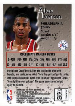 1996-97 Finest #240 Allen Iverson Back