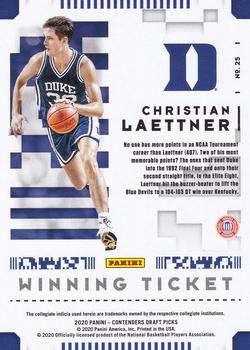 2020 Panini Contenders Draft Picks - Winning Tickets #25 Christian Laettner Back