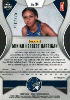 2020 Panini Prizm WNBA - Red #94 Mikiah Herbert Harrigan Back
