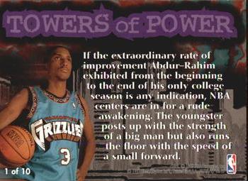1996-97 Fleer - Towers of Power #1 Shareef Abdur-Rahim Back