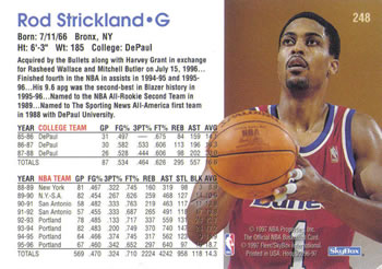 1996-97 Hoops #248 Rod Strickland Back