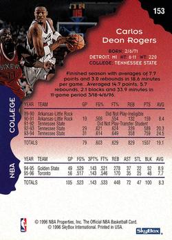 1996-97 Hoops #153 Carlos Rogers Back