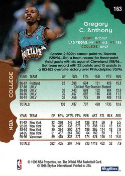 1996-97 Hoops #163 Greg Anthony Back