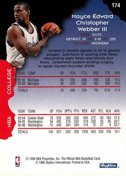 1996-97 Hoops #174 Chris Webber Back