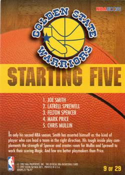 1996-97 Hoops - Starting Five #9 Chris Mullin / Mark Price / Felton Spencer / Joe Smith / Latrell Sprewell Back