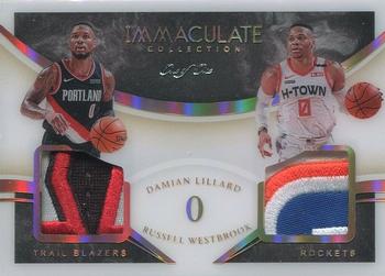 2019-20 Panini Immaculate Collection - Dual Patches Jersey Number #DP-DRW Damian Lillard / Russell Westbrook Front