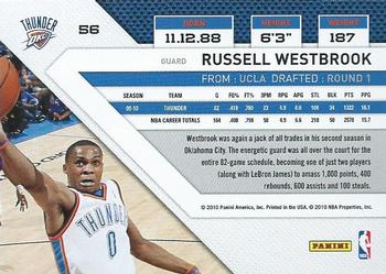 2010-11 Panini Threads #56 Russell Westbrook  Back