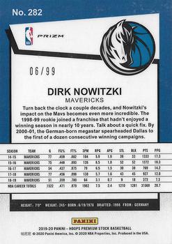 2019-20 Hoops Premium Stock - Prizms Blue Laser #282 Dirk Nowitzki Back