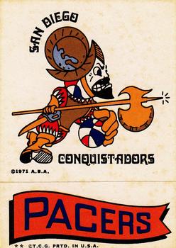 1973-74 Topps - Team Stickers #NNO San Diego Conquistadors / Pacers Front