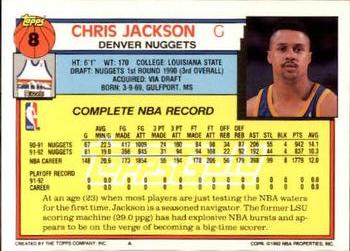 1992-93 Topps - Gold #8 Chris Jackson Back