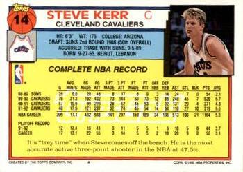 1992-93 Topps - Gold #14 Steve Kerr Back