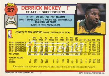 1992-93 Topps - Gold #27 Derrick McKey Back