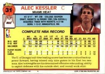 1992-93 Topps - Gold #31 Alec Kessler Back