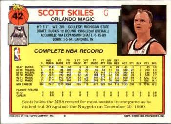 1992-93 Topps - Gold #42 Scott Skiles Back