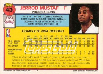 1992-93 Topps - Gold #43 Jerrod Mustaf Back