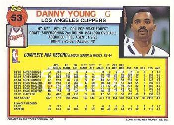 1992-93 Topps - Gold #53 Danny Young Back