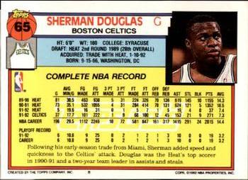 1992-93 Topps - Gold #65 Sherman Douglas Back