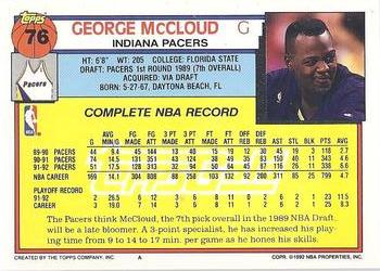 1992-93 Topps - Gold #76 George McCloud Back