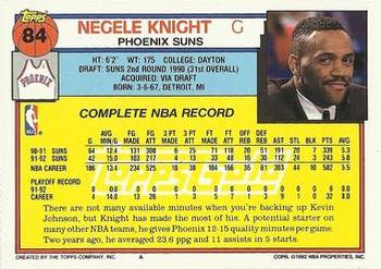 1992-93 Topps - Gold #84 Negele Knight Back