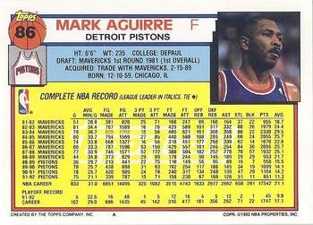 1992-93 Topps - Gold #86 Mark Aguirre Back