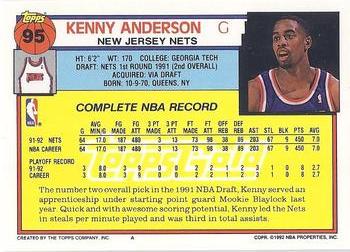 1992-93 Topps - Gold #95 Kenny Anderson Back