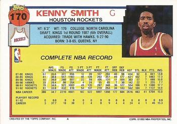 1992-93 Topps - Gold #170 Kenny Smith Back