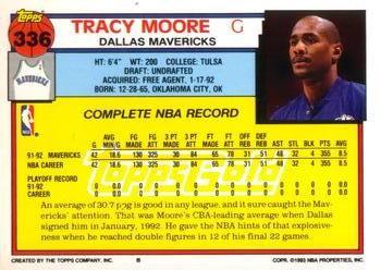 1992-93 Topps - Gold #336 Tracy Moore Back